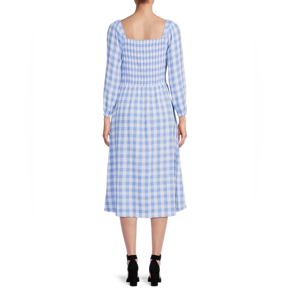 NWT BeachLunchLounge Women's Smocked Gingham Safety Blanket  Dress - Picture 2 of 6